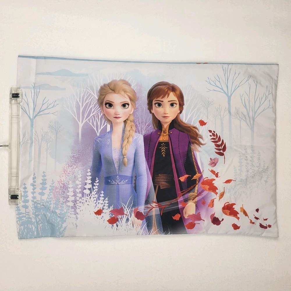 Disney Frozen‎ 2 Twin Pillowcase Double Sided Elsa Anna Olaf Autumn Forest EUC